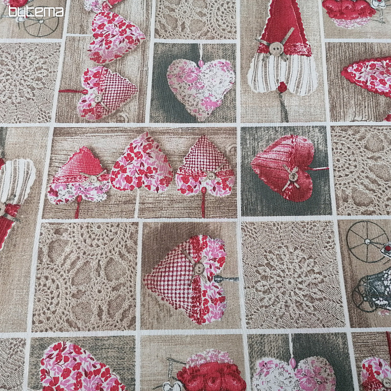 Decorative fabric HEARTS LIDIA 401