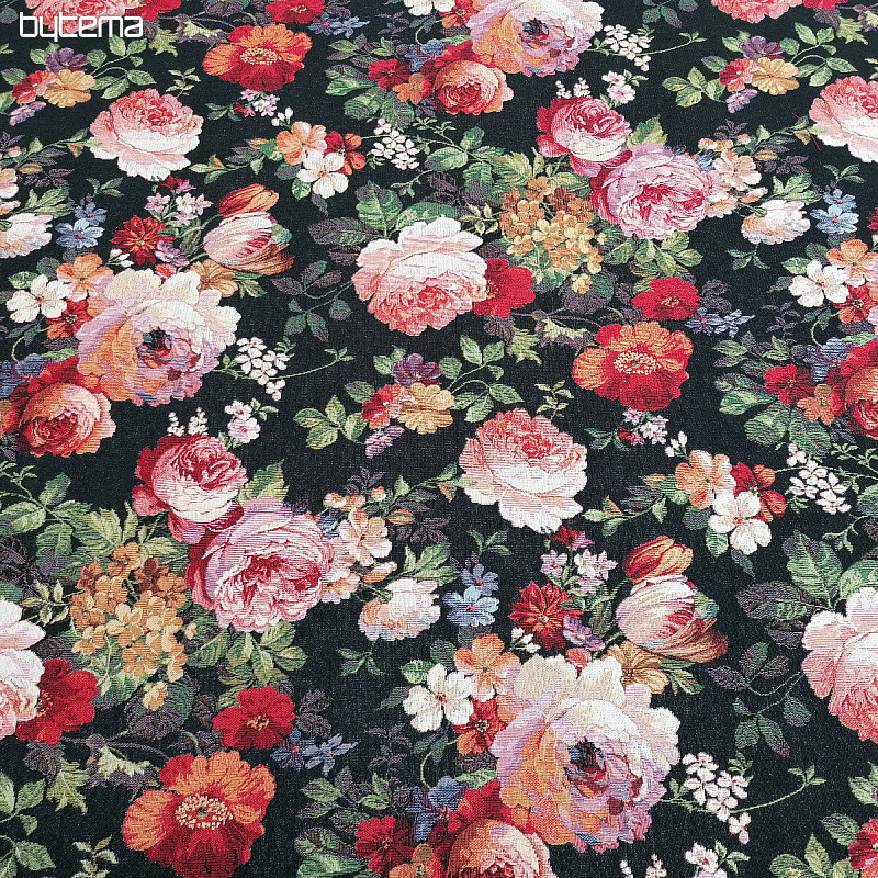 Tapestry fabric BLACK ROSE