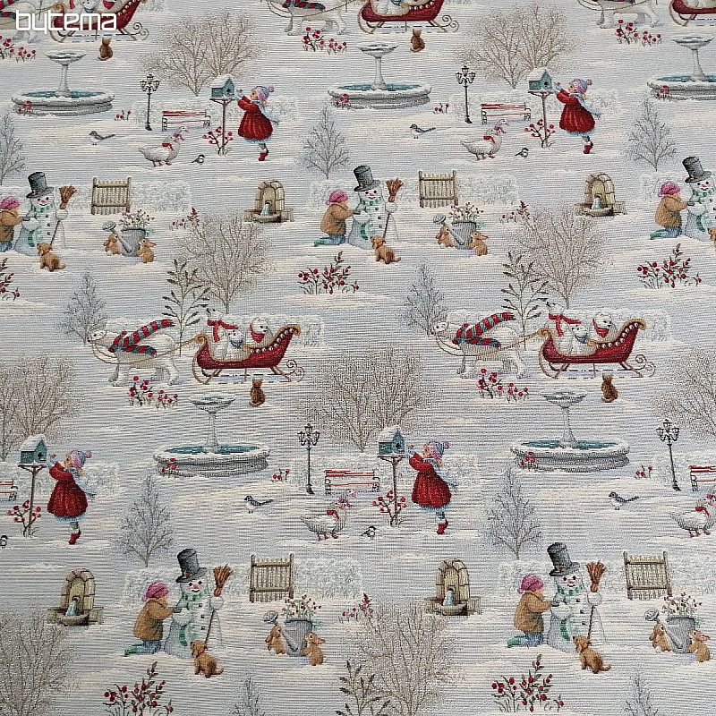 Tapestry fabric CHILDREN IN WINTER