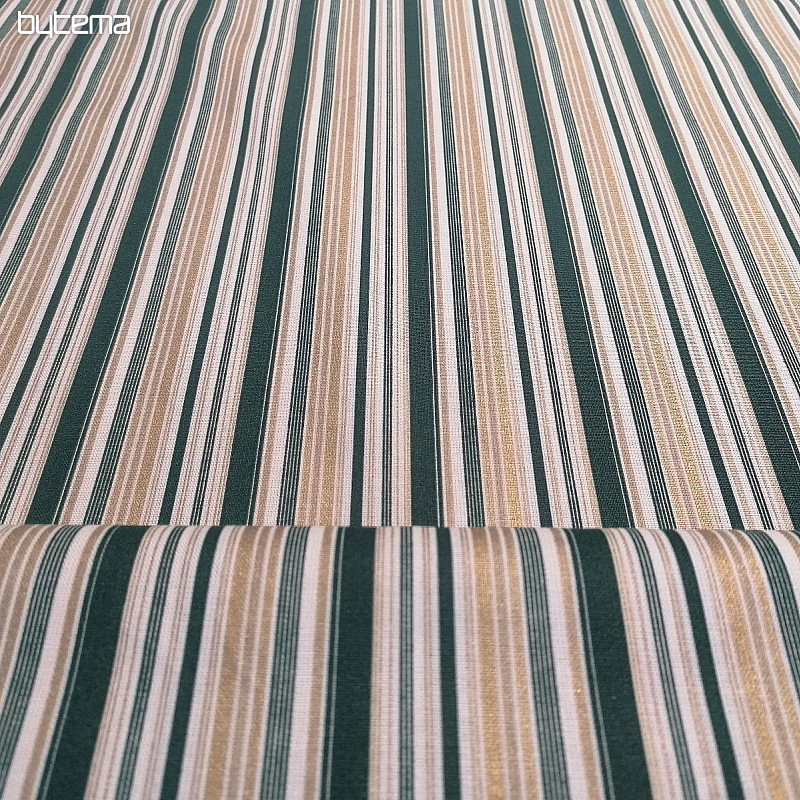 Cotton fabric Christmas stripe green