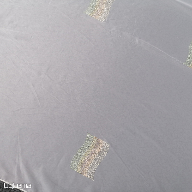 Voile curtain with green-orange embroidery