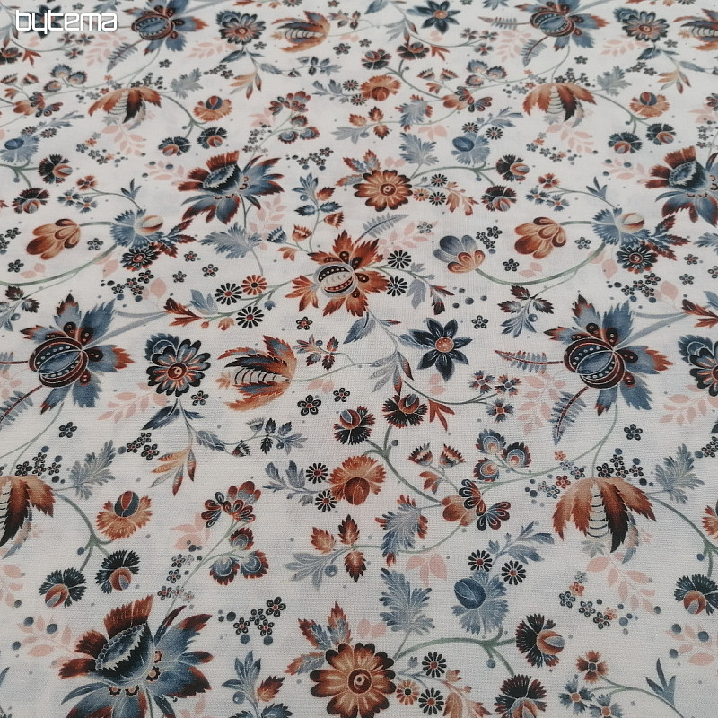 Cotton fabric VARANASI KALAMKARI white