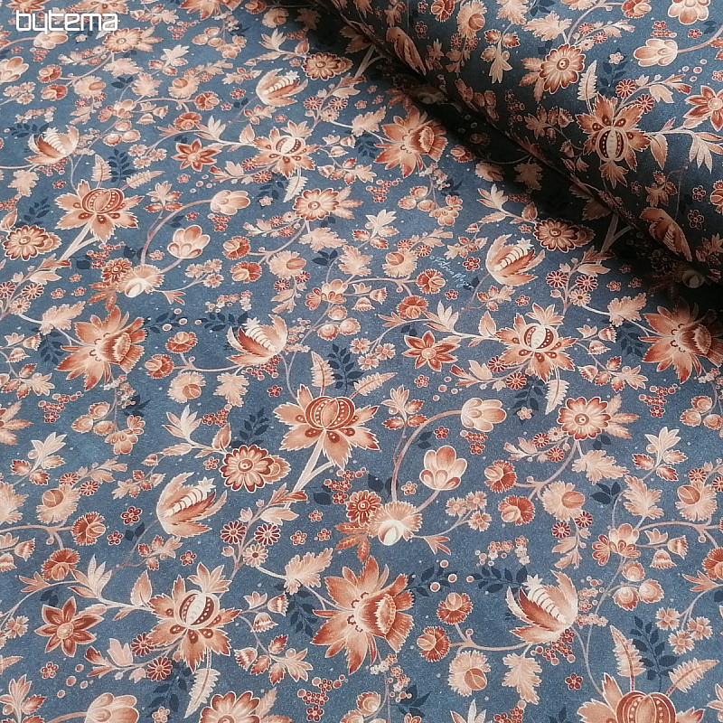 VARANASI KALAMKARI blue cotton fabric