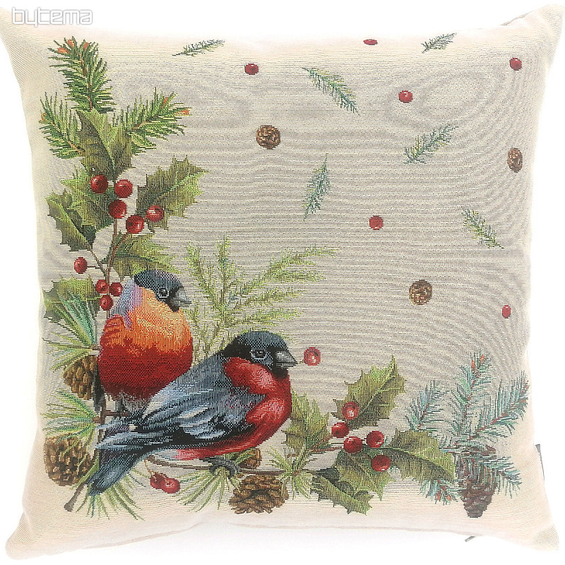 Christmas decorative pillow cover Bird bullfinch