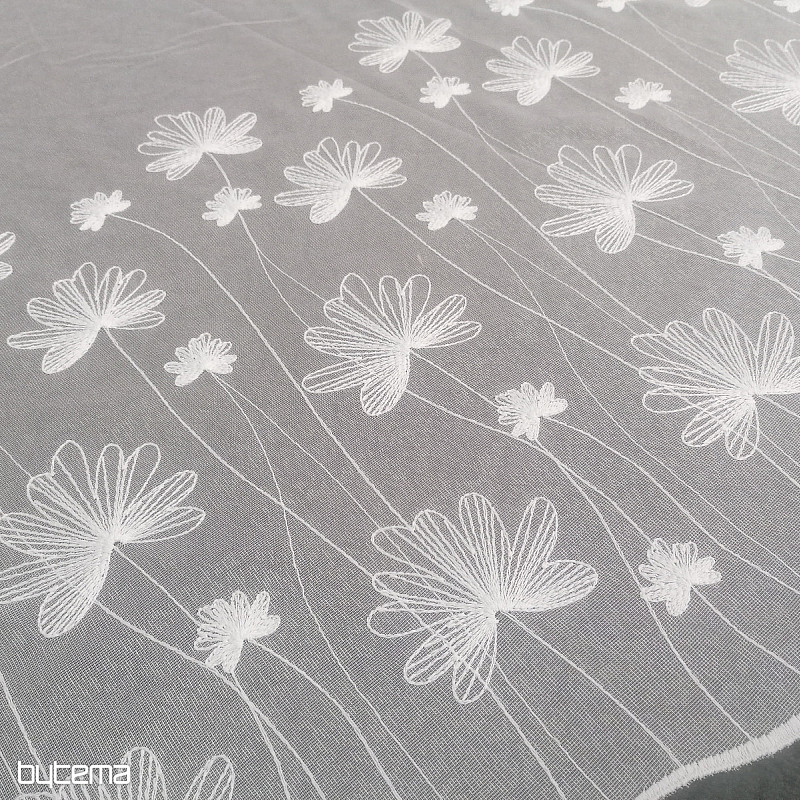 Luxury embroidered white curtain with flowers 11749/0001