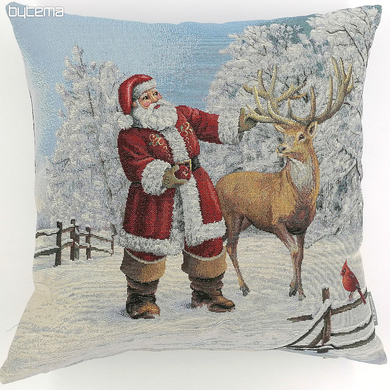 Santa decorative pillow cover with deer