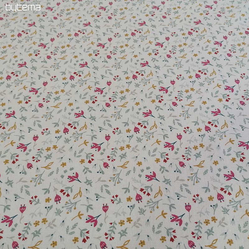 Cotton fabric AZRA flowers white