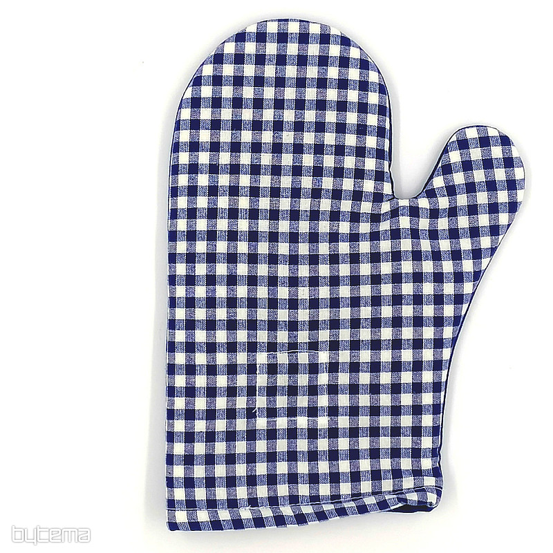 Kitchen glove with blue-white checkered magnet