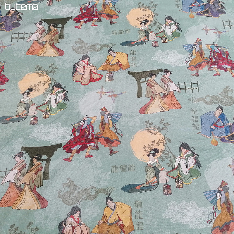 Japan green decorative fabric