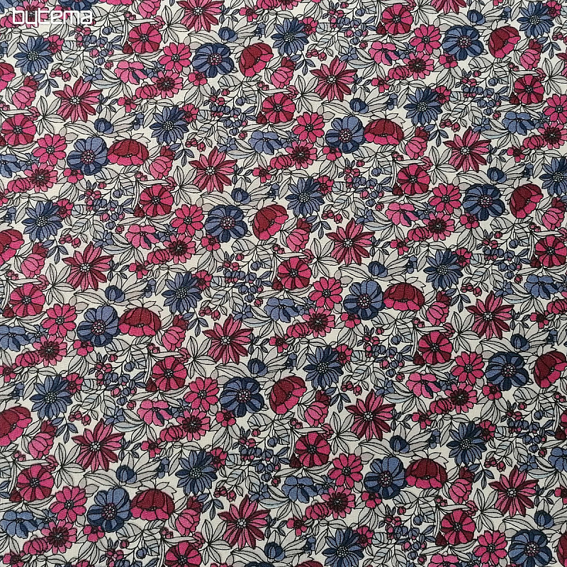 Cotton fabric APOLÉNA flowers purple-burgundy