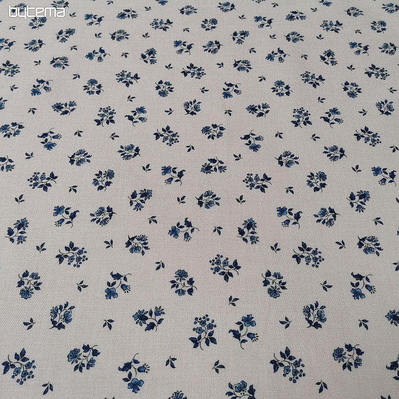 Cotton fabric MAJOLIKA blue flower