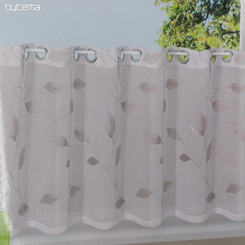 Finished curtain GERSTER grey-beige leaves 50x150 cm