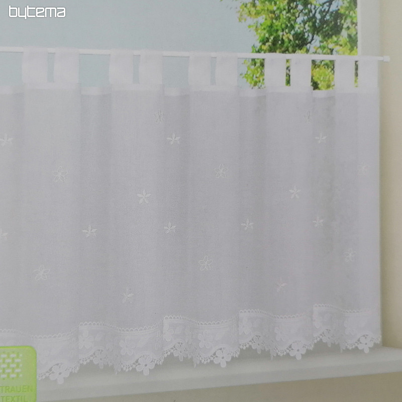 Finished curtain GERSTER white flower 50x150 cm