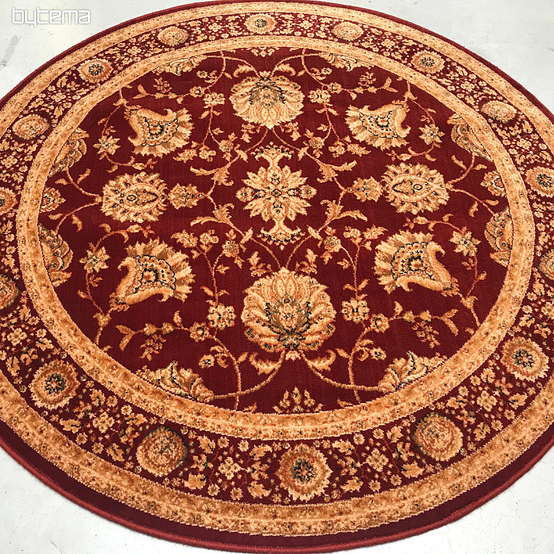 Luxury round wool rug PRAGUE red / beige