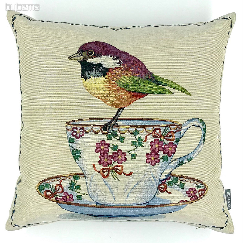 Tapestry pillow-case BIRDS and CUP 2