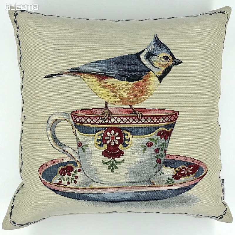 Tapestry pillow-case BIRDS and CUP 1