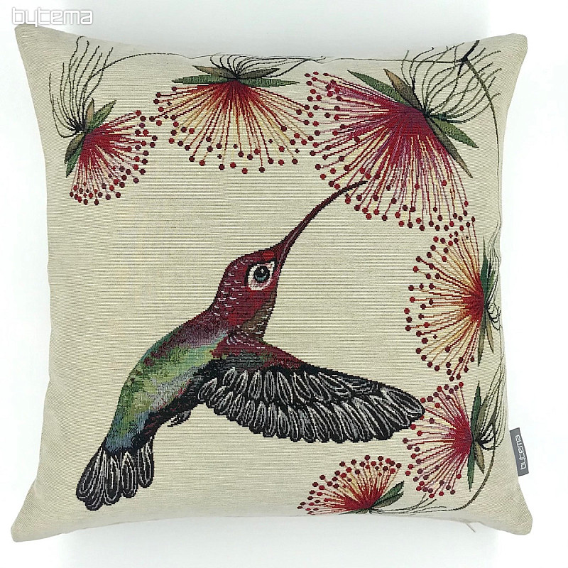 Tapestry cushion cover HUMMINGBIRD RED FLOWER