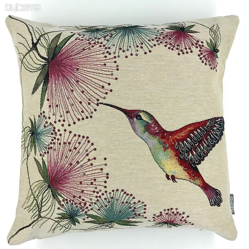 Tapestry cushion cover HUMMINGBIRD PURPLE FLOWER
