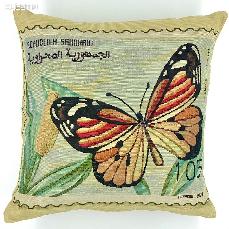 Decorative cushion cover POST STAMP BUTTERFLY