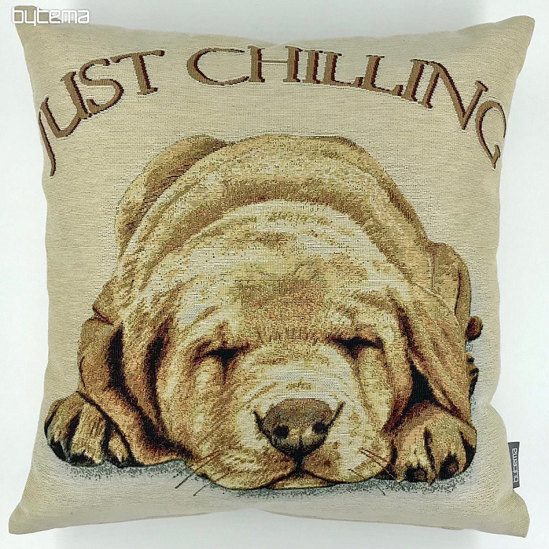 Tapestry pillow-case Dog JUST CHILLING