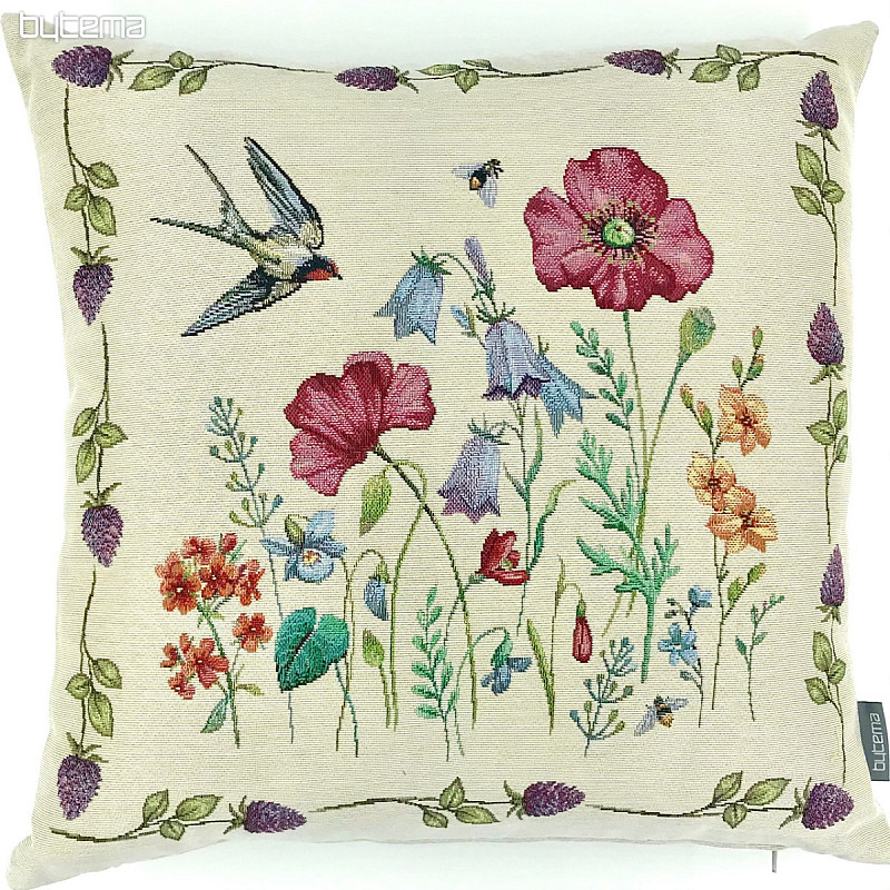 Tapestry cushion cover MEADOW WITH A SWALLOW
