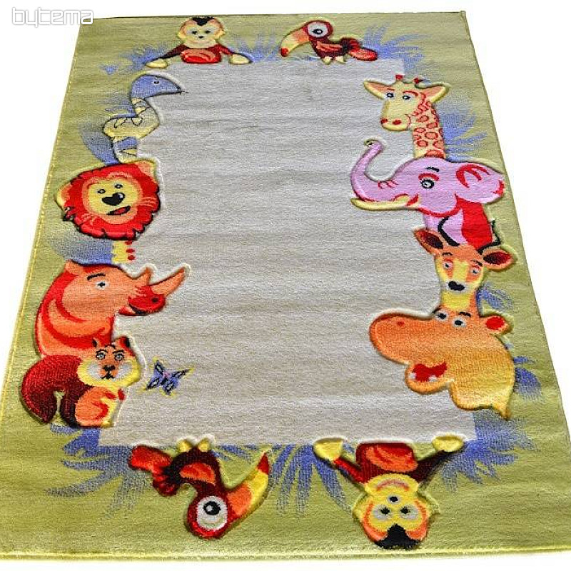 Children&#39;s carpet KIDS SAFARI green-cream