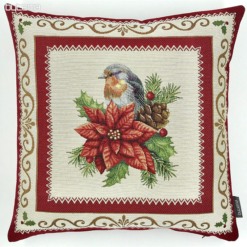 Christmas decorative pillow BIRD IN FRAME