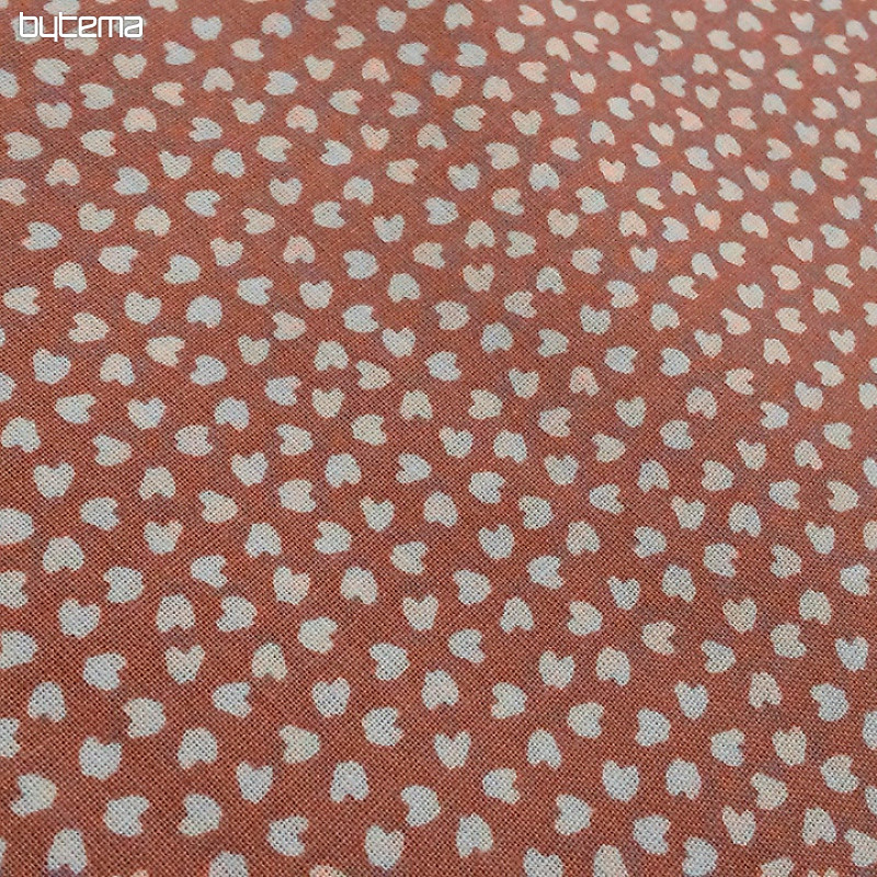 Cotton fabric HEART salmon