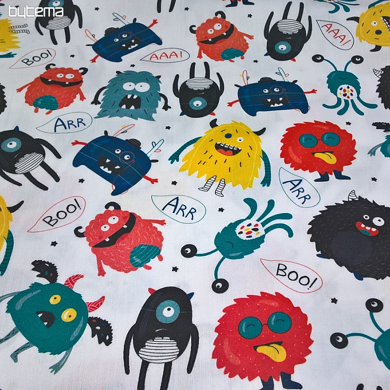 Children's cotton satin MONSTERS digital printing