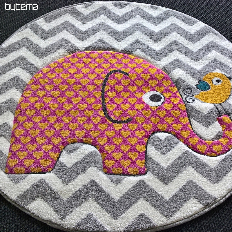 Children's round carpet PASTEL Elephants