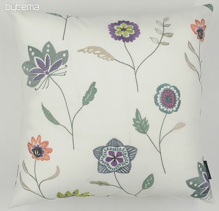 Cotton Canvas Floral Embroiderey Cushion Cover 45x45 Pillow Cover