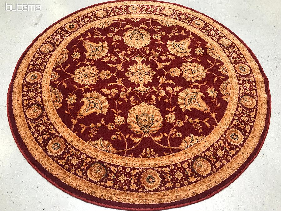 Luxury round wool rug PRAGUE red / beige