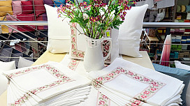 Country style embroidered covers and tablecloths