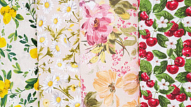 Cotton fabrics with spring and summer motifs