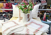 Country style embroidered covers and tablecloths