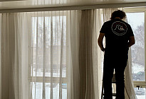 Březová township - installation of rails and curtains