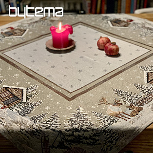 Tapestry tablecloth, scarf and place setting WINTER LANDSCAPE