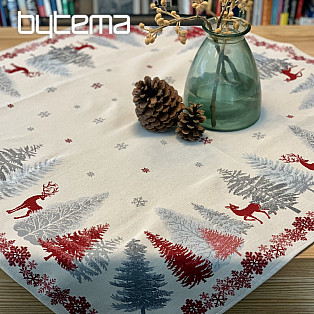 Christmas tapestry tablecloths and scarves TREES WITH DEER