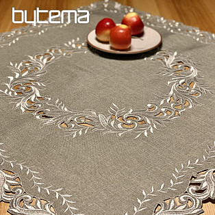 Embroidered tablecloth gray twigs