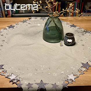 Embroidered Christmas tablecloth gray star