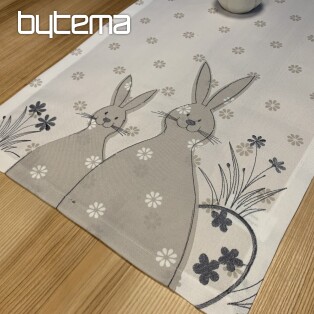 Embroidered tablecloths and scarves HARE white