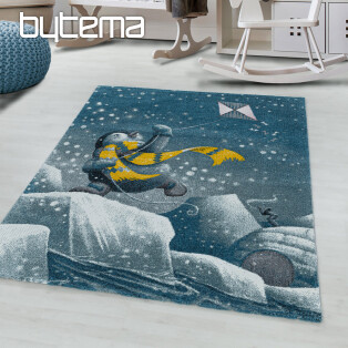 Luxury children&#39;s piece rug FUNNY blue penguin