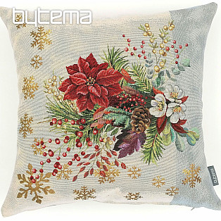 Christmas decorative pillow cover Christmas bouquet with gray stripe