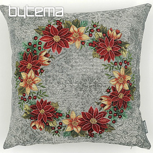 Christmas decorative pillow cover Christmas rose-holly gray wreath