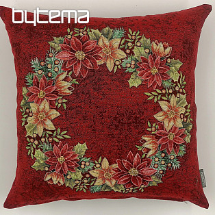 Christmas decorative pillow cover Christmas rose-holly red wreath
