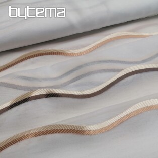 Luxury voile curtain stripes brown-gold