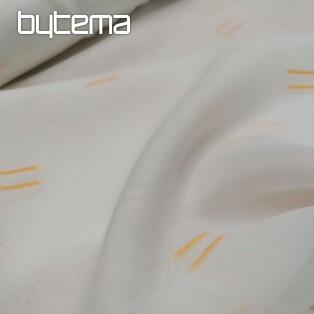 Light cream voal curtain with light orange stitched lines