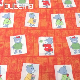 Baby cotton fabric orange - mice