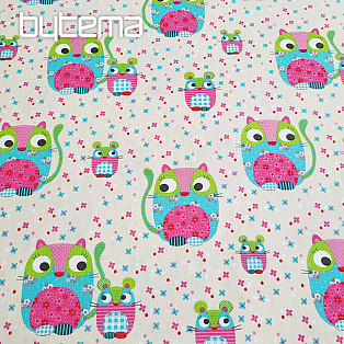 Childrens cotton fabric CAT AND MOUSE