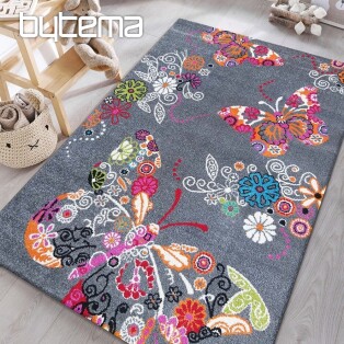 Children's carpet MONDO 114 butterflies - gray